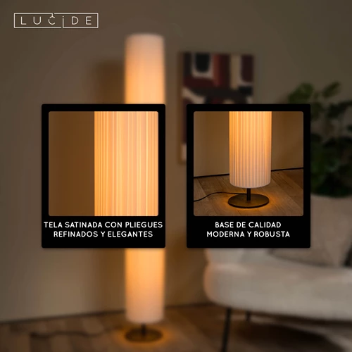 Lucide FOLD - Lámpara de suelo - Ø 20 cm - 3xE27 - Blanco - USP